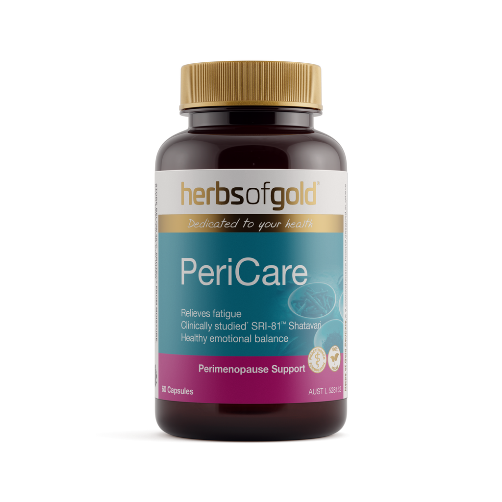 Front view of Herbs of Gold PeriCare 60 capsules
