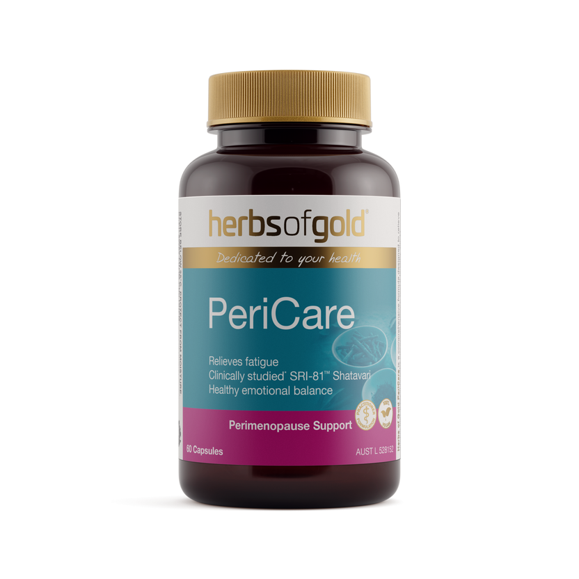 Front view of Herbs of Gold PeriCare 60 capsules
