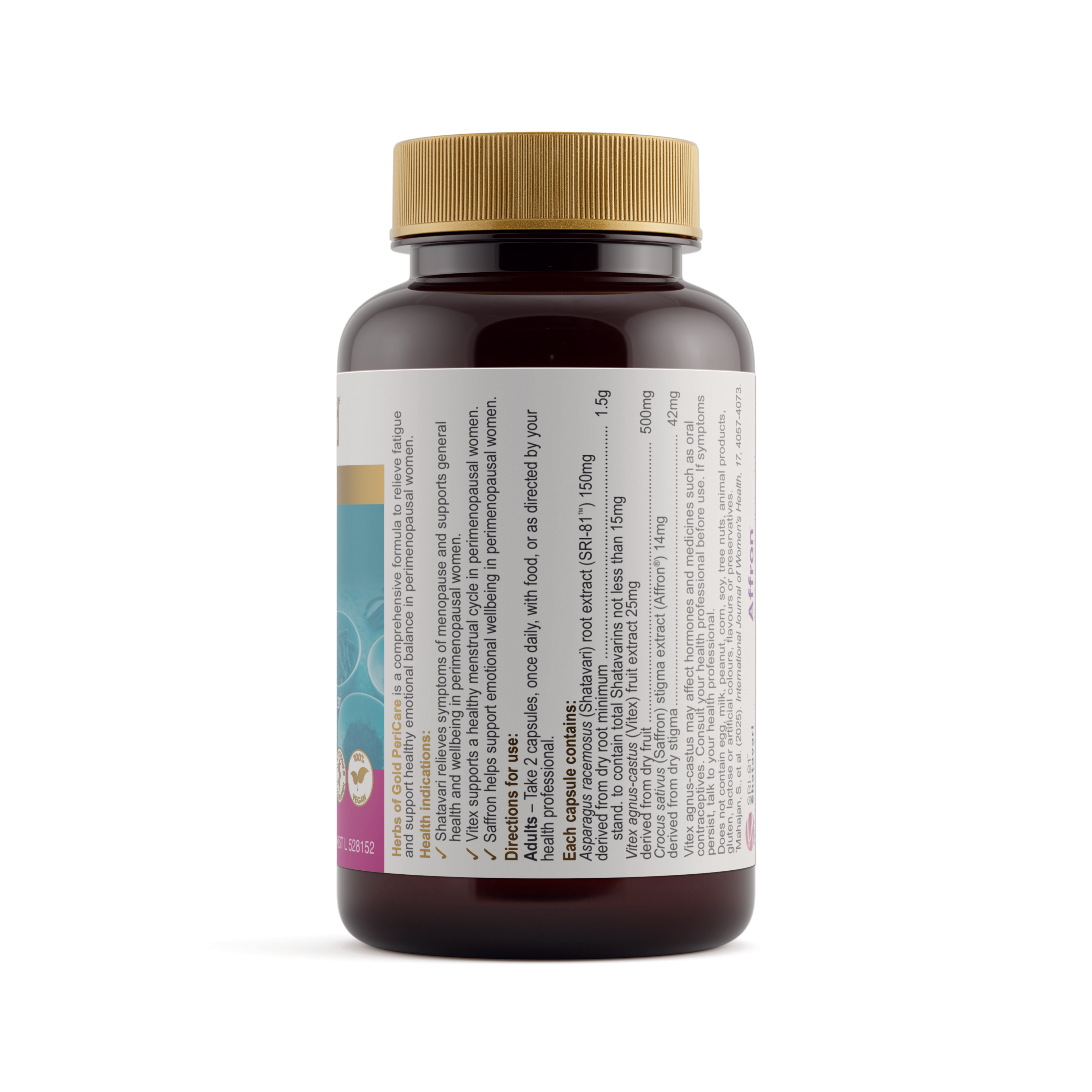 Ingredients panel for Herbs of Gold MenoEase 60 tablets