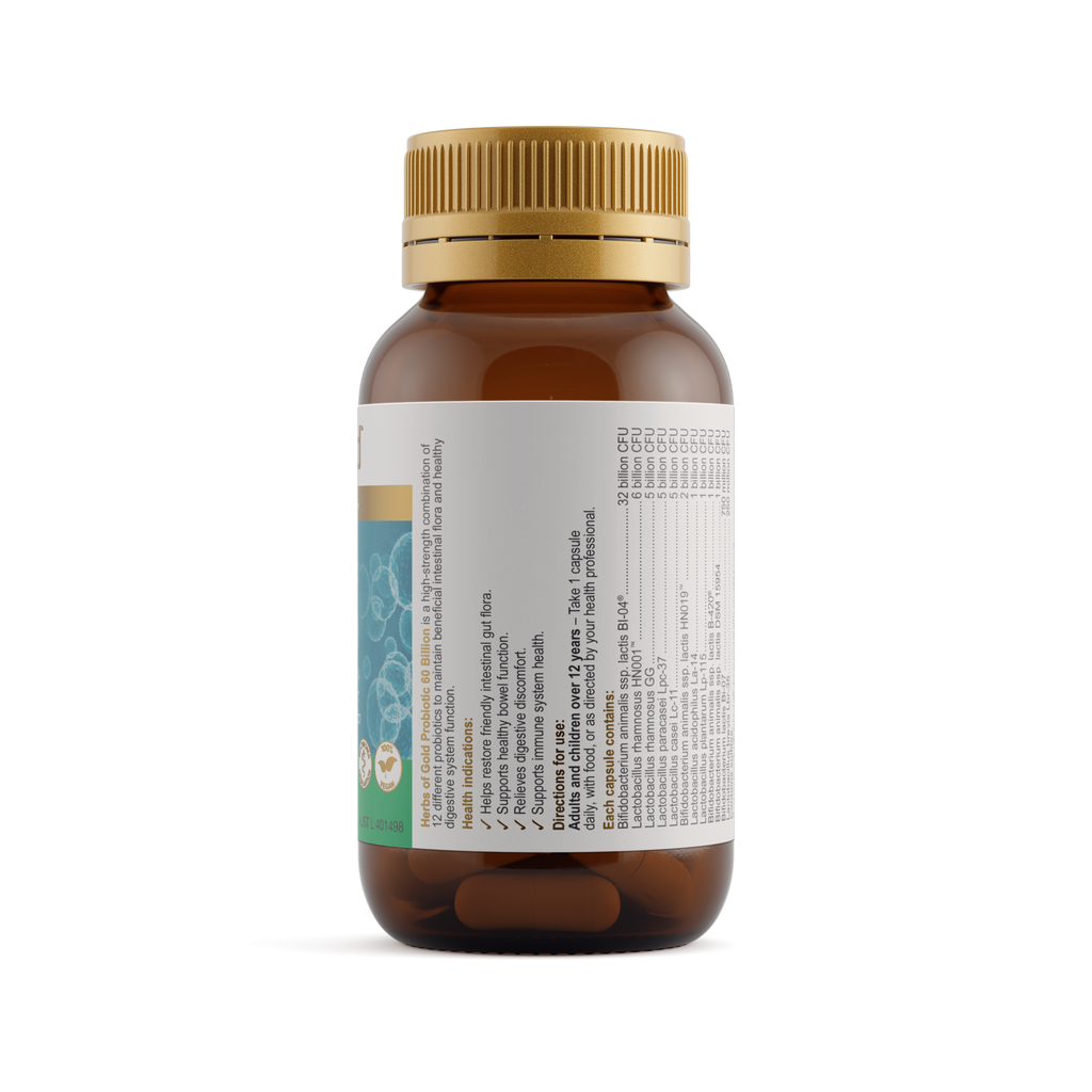 Ingredients panel for Herbs of Gold Probiotic 60 Billion 60 capsules
