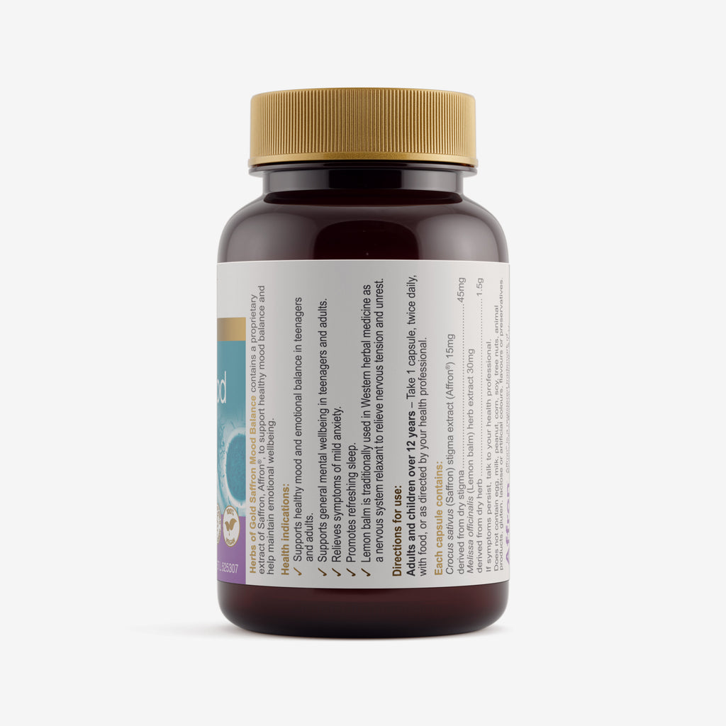 Ingredients panel for Herbs of Gold Saffron Mood Balance 60 capsules