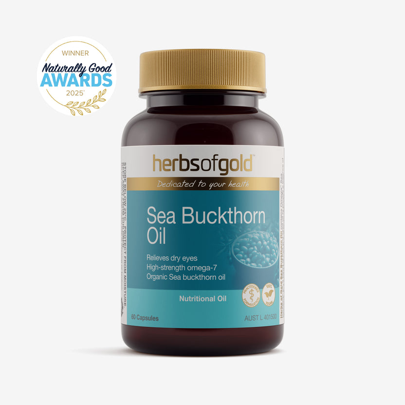 Front view of Herbs of Gold Sea Buckthorn Oil 60 capsules