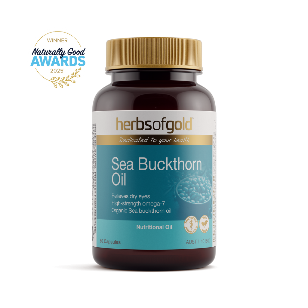 Front view of Herbs of Gold Sea Buckthorn Oil 60 capsules