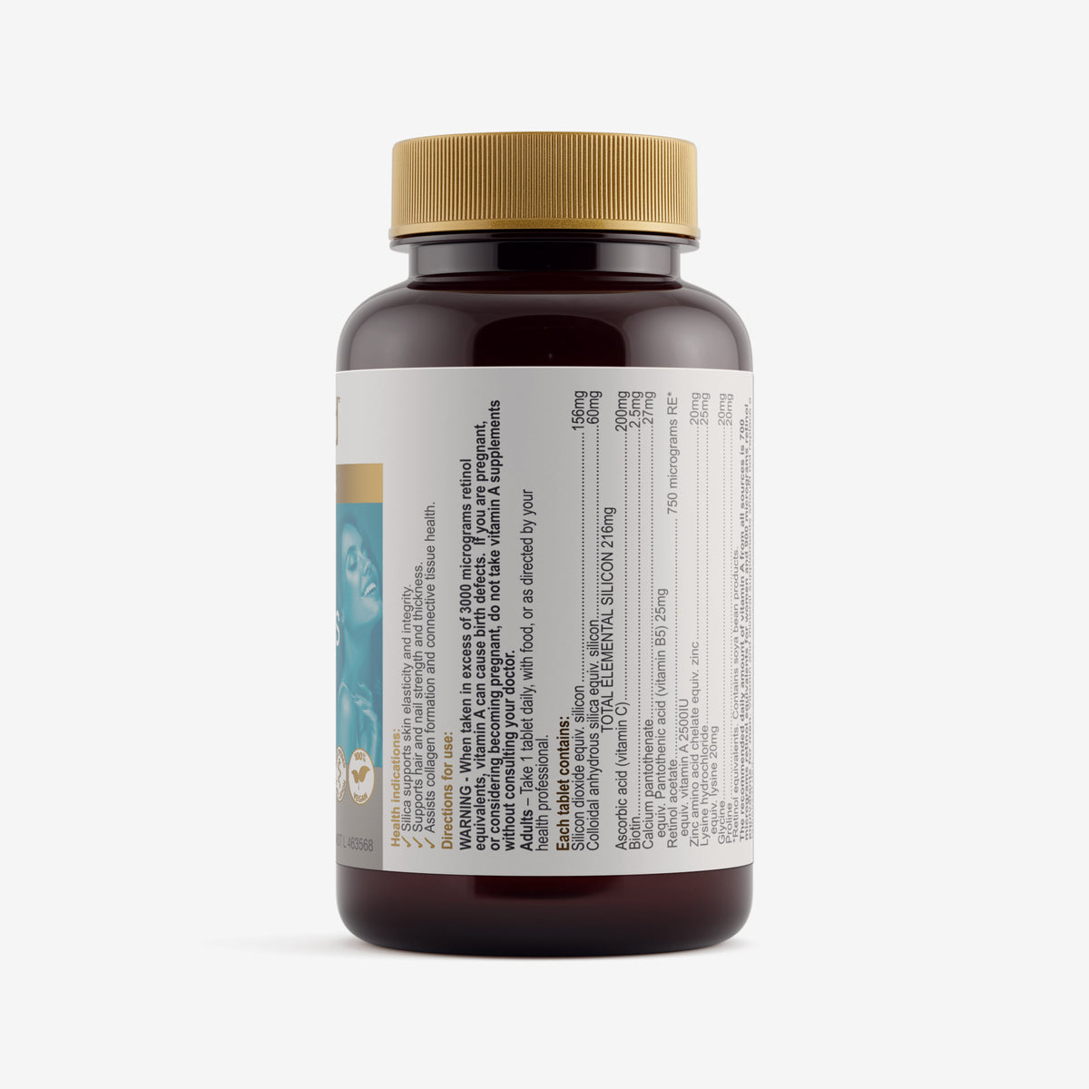 Ingredients panel for Herbs of Gold Silica Hair Skin & Nails 60 tablets
