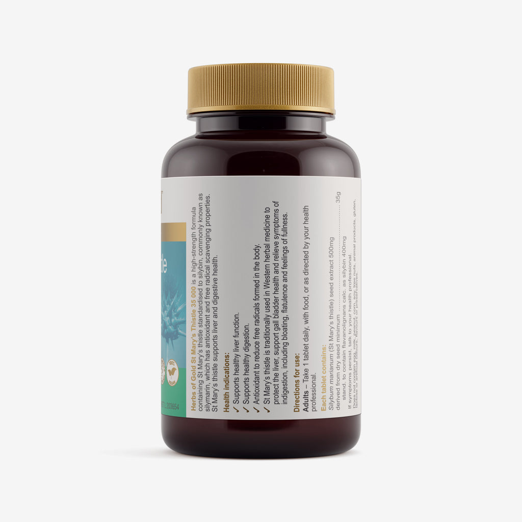 Ingredients panel for Herbs of Gold St Mary's Thistle 35 000 60 tablets