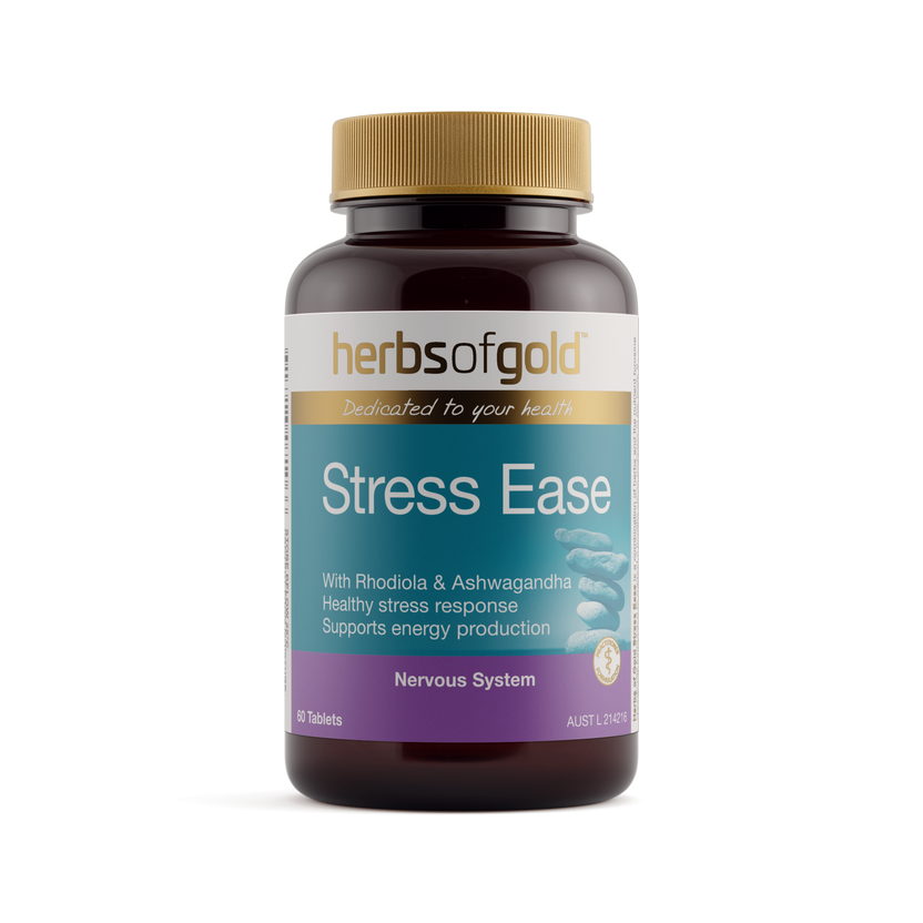 Front view of Herbs of Gold Stress-Ease 60 tablets