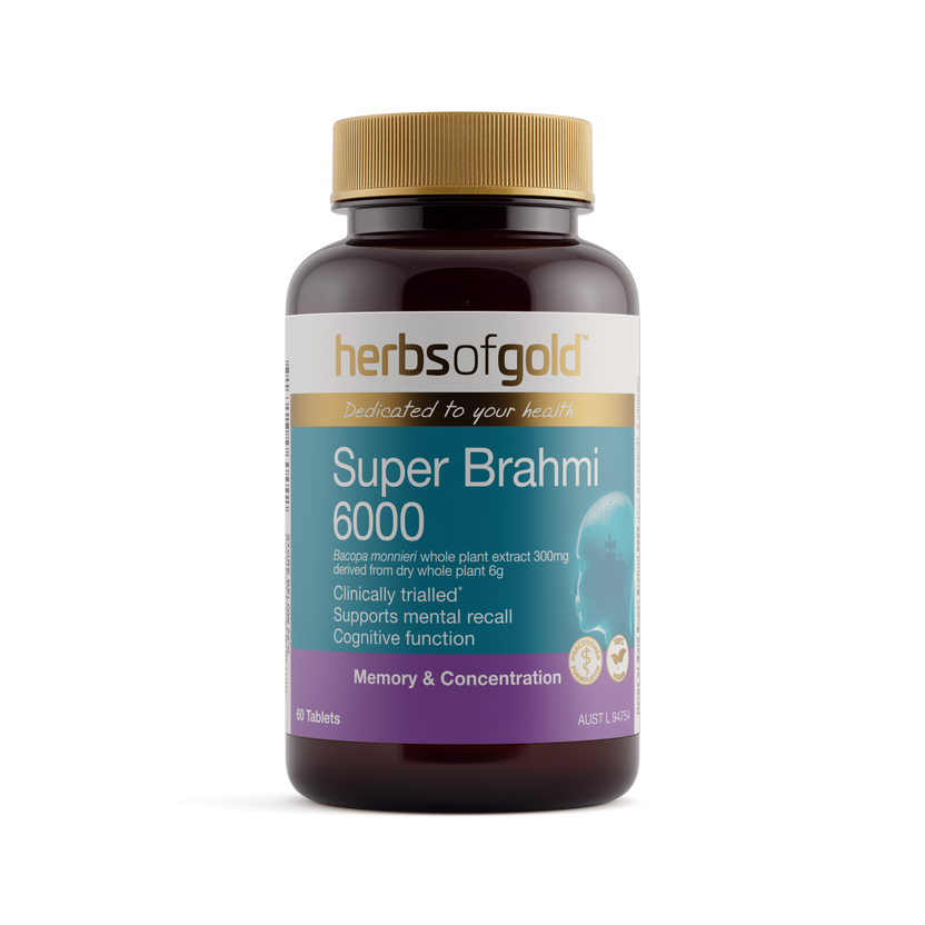 Front view of Herbs of Gold Super Brahmi 6000 60 tablets