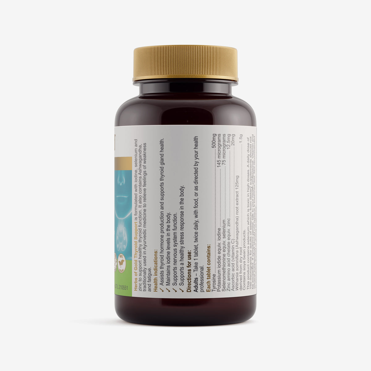 Ingredients panel for Herbs of Gold Thyroid Support 60 tablets