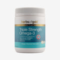 Front view of Herbs of Gold Triple Strength Omega-3 150 capsules
