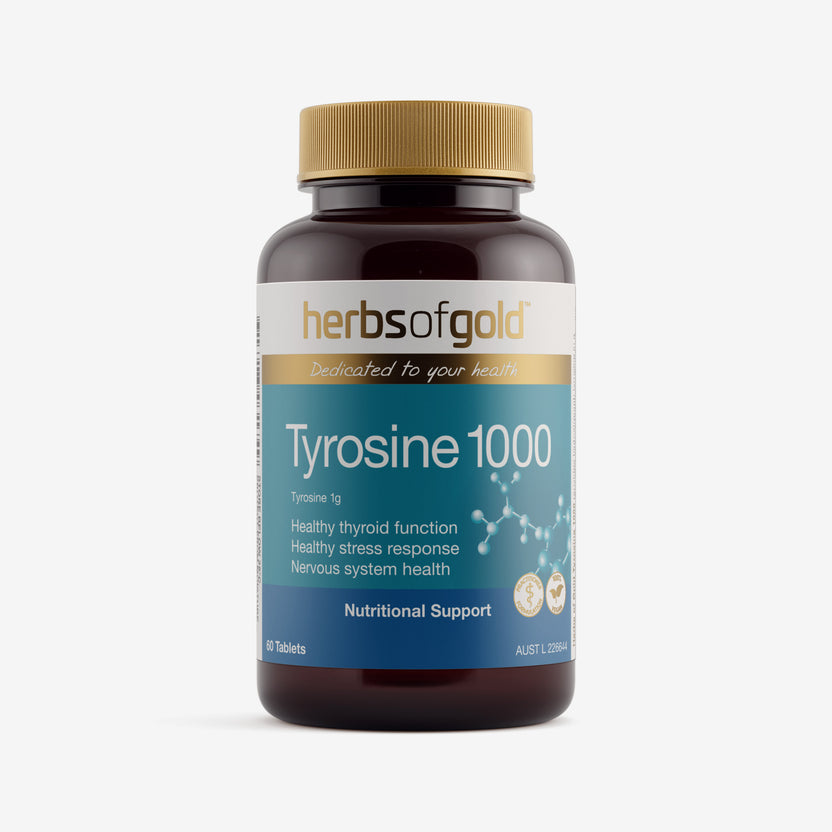 Front view of Herbs of Gold Tyrosine 1000 60 tablets