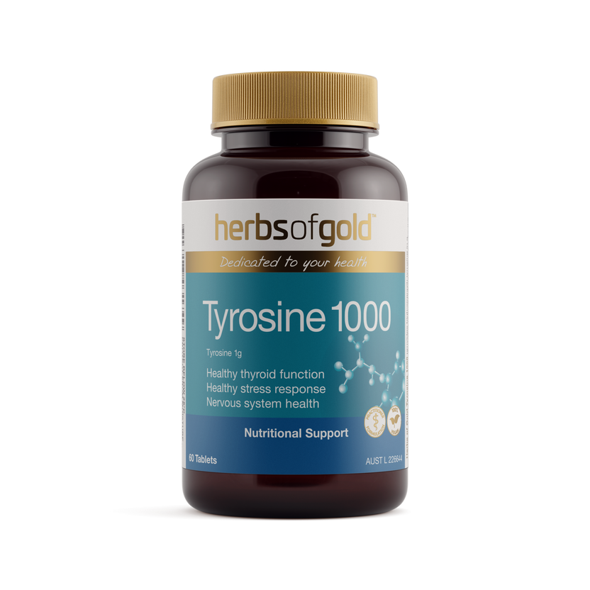 Front view of Herbs of Gold Tyrosine 1000 60 tablets