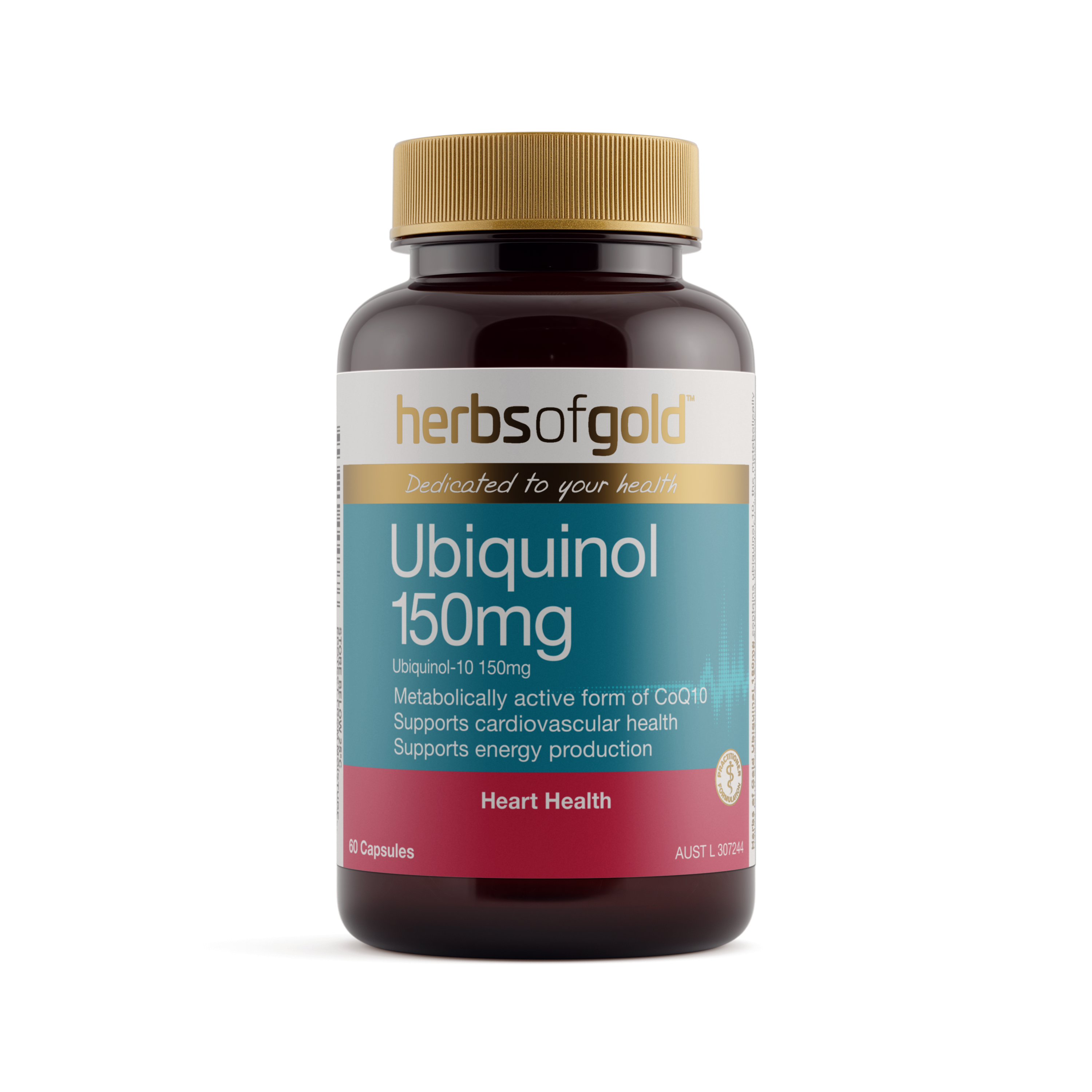 Front view of Herbs of Gold Ubiquinol 150Mg 60 capsules