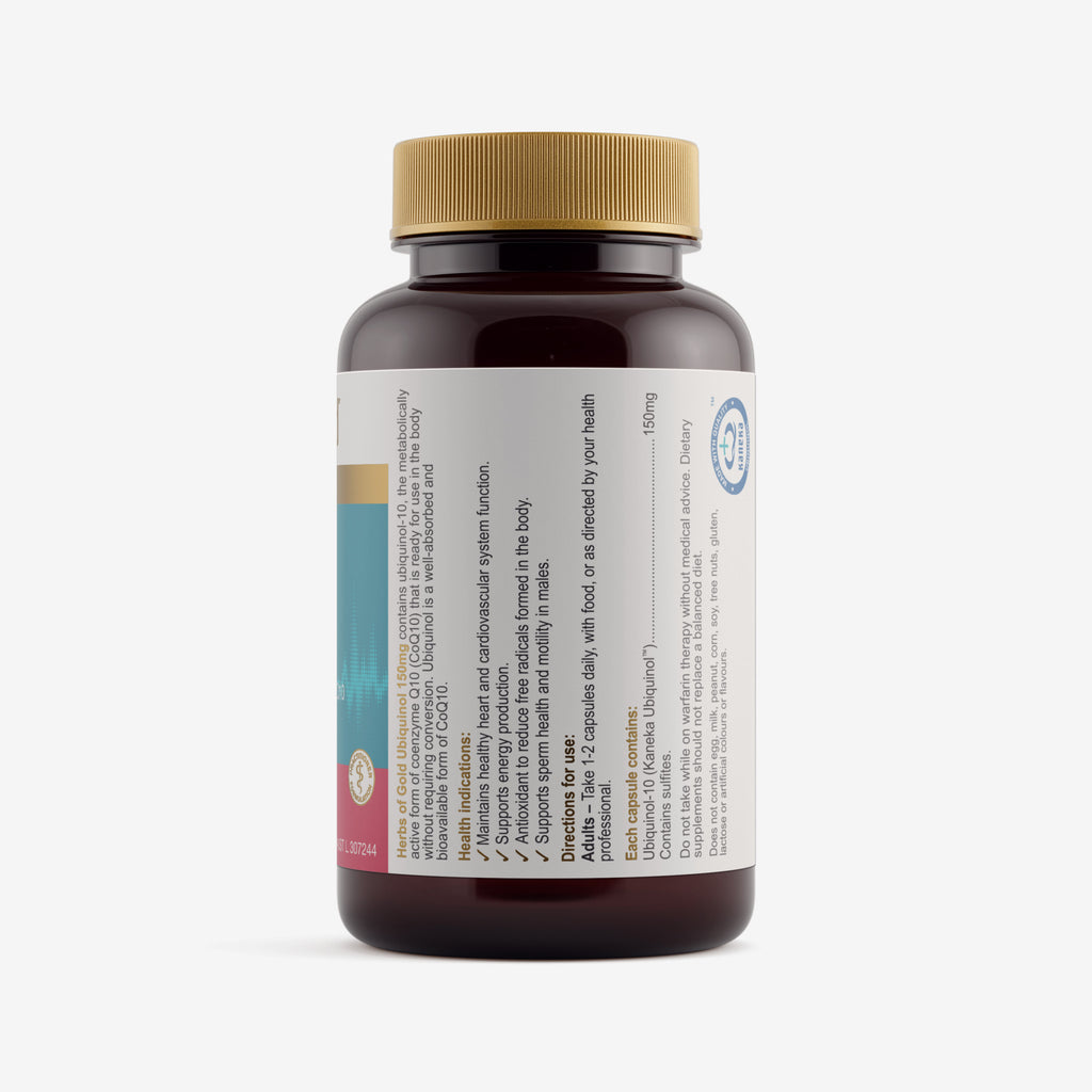 Ingredients panel for Herbs of Gold Ubiquinol 150Mg 60 capsules