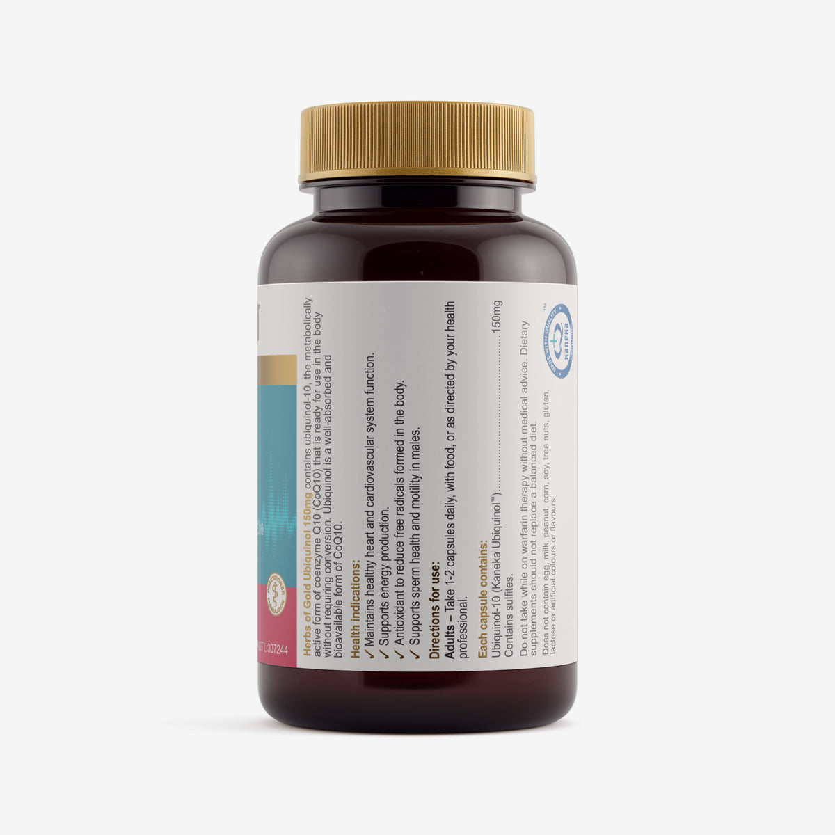 Ingredients panel for Herbs of Gold Ubiquinol 150Mg 60 capsules