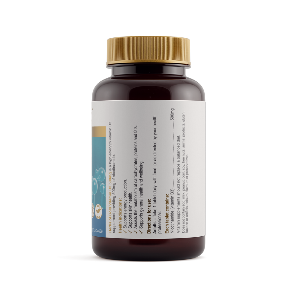 Ingredients panel for Herbs of Gold Vitamin B3 500mg 60 tablets
