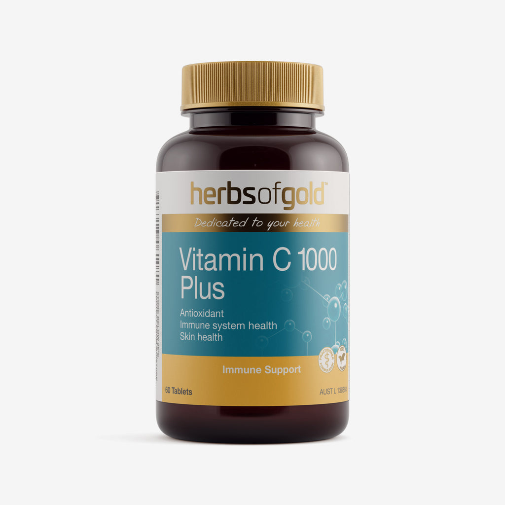 Front view of Herbs of Gold Vitamin C 1000 Plus 60 tablets