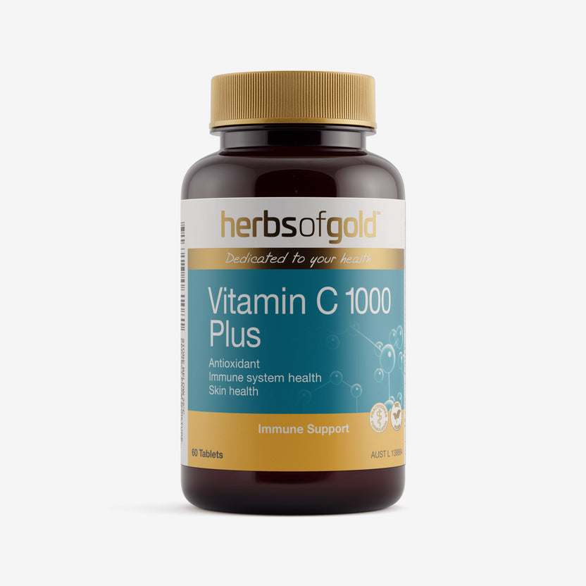 Front view of Herbs of Gold Vitamin C 1000 Plus 60 tablets