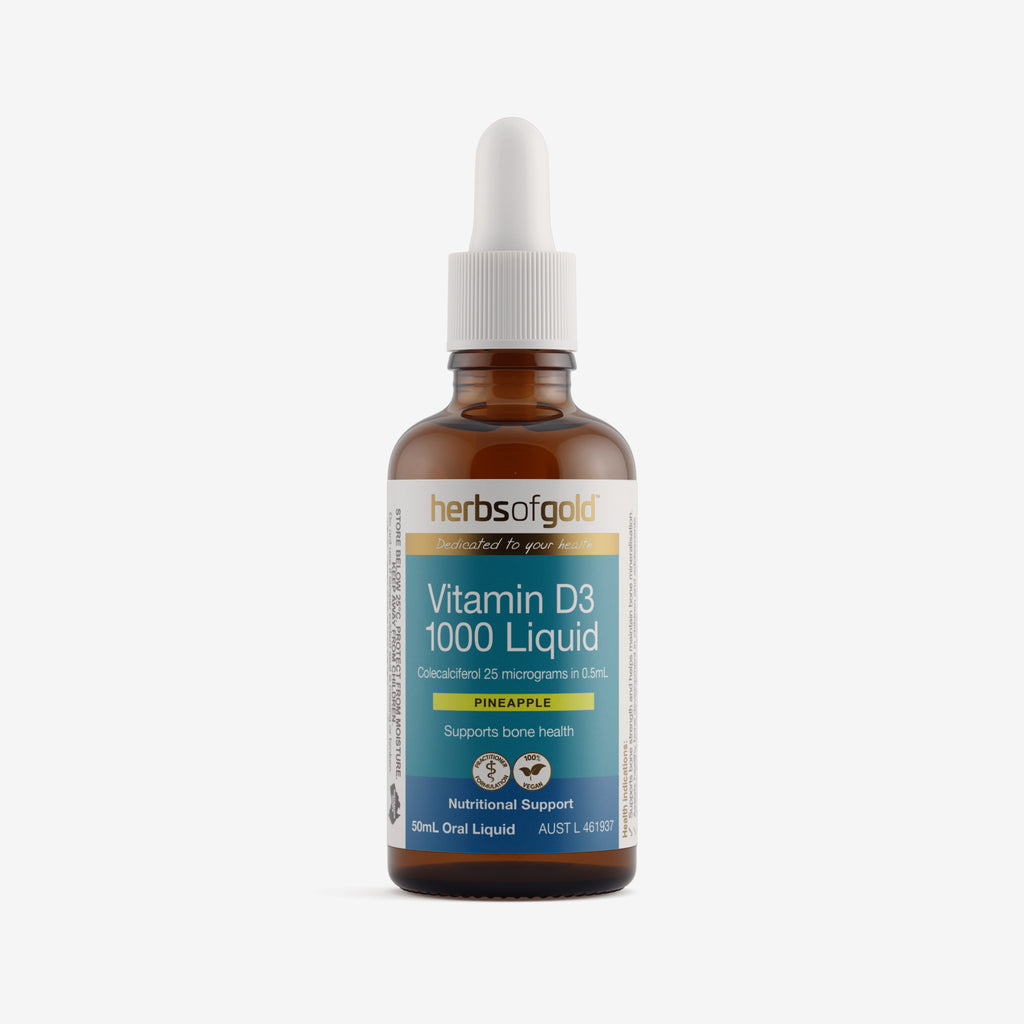 Front view of Herbs of Gold Vitamin D3 1000 Liquid 50mL