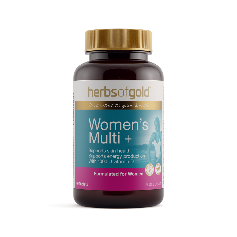 Front view of Herbs of Gold Women's Multi + 60 tablets