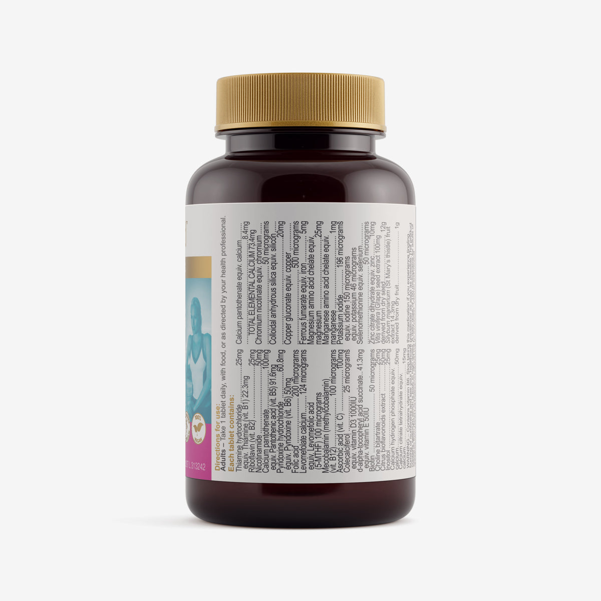 Ingredients panel for Herbs of Gold Women's Multi + 60 tablets