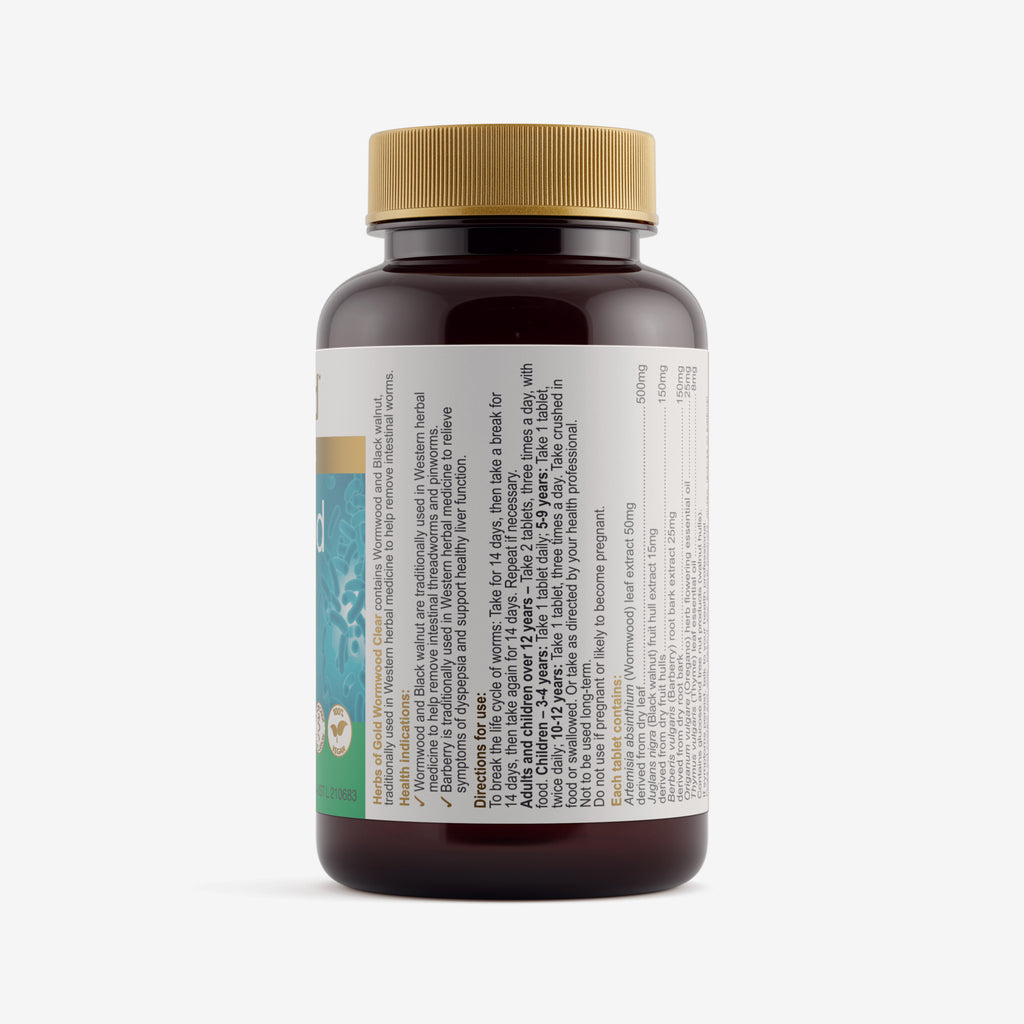 Ingredients panel for Herbs of Gold Wormwood Clear 84 tablets